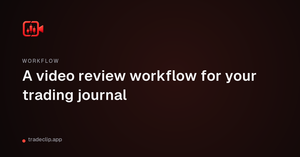 Cover card with the TradeClip mark and the title: A video review workflow for your trading journal
