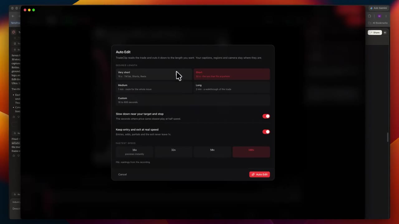 Choosing a target clip length in Auto Edit