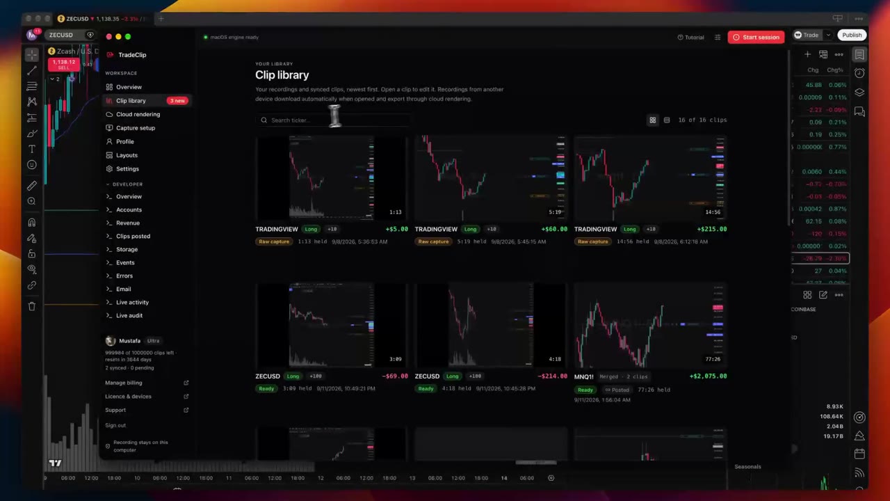 Filtering the clip library by ticker