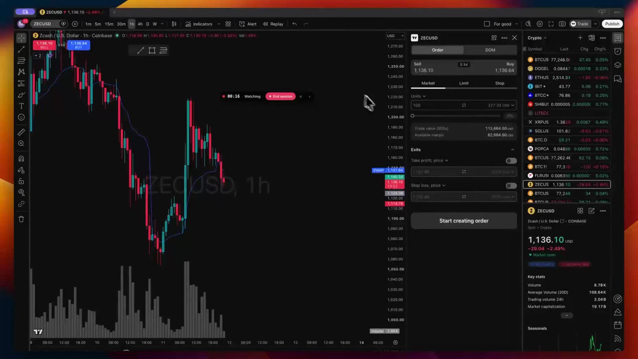 TradeClip recording a trade automatically from the chart window